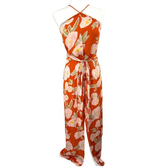 CAROLINA K Womens Luz Peonies Print Halter Maxi Dress Sz‎ Large - Picture 3 of 11